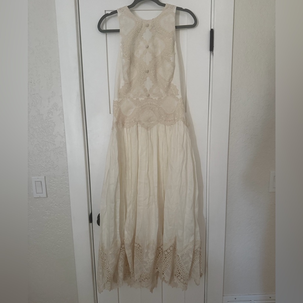 Zimmermann Ivory Embroidered Trim Dress